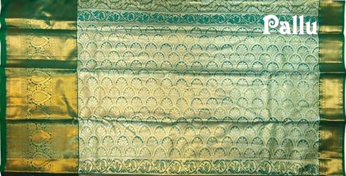 VFCollections Women's Traditional Handloom Kanchipuram Silk Pure Pattu Sarees | Rich Zari Woven Design | Unstitched Blouse (VFC265-3)