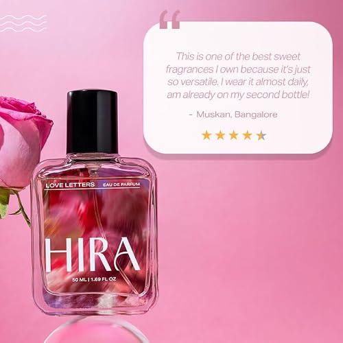 HIRA Love Letters Perfume for Women | Fruity Floral Vanilla EDP 50ml | Long Lasting Fruity Floral Vanilla EDP | Luxury Perfume for Women | Everyday Wear | Birthday Gift for Women & Girls