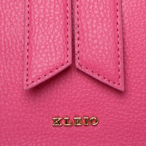 KLEIO Vegan Leather Top Handle Small Handbag for Women With Zip Closure (Pink)