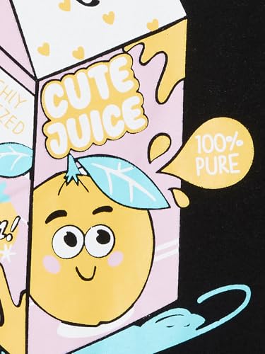 Max Girls Printed T-Shirt (Black_10-12 Y)