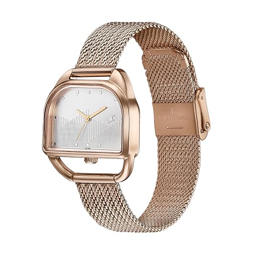 Fastrack Style Up Quartz Analog Silver Dial Rose Gold Stainless Steel Strap Watch for Girls