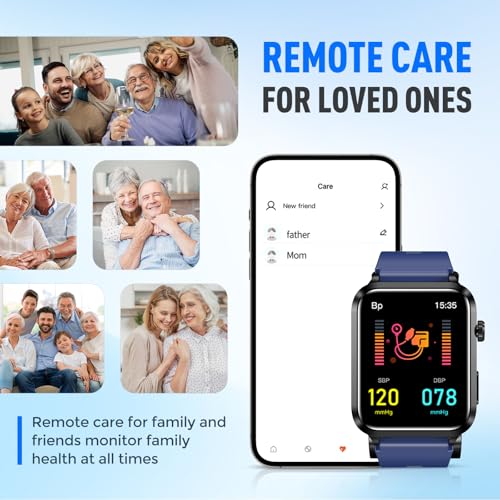 Domars Blood Pressure Smart Watch with Air Pump Cuff, 1.92" Health Monitor Blood Oxygen/Temperature/Heart Rate, 120+ Sports, 30-Day Battery, IP68 Waterproof, Android iOS Tracker for Men Women (Red)