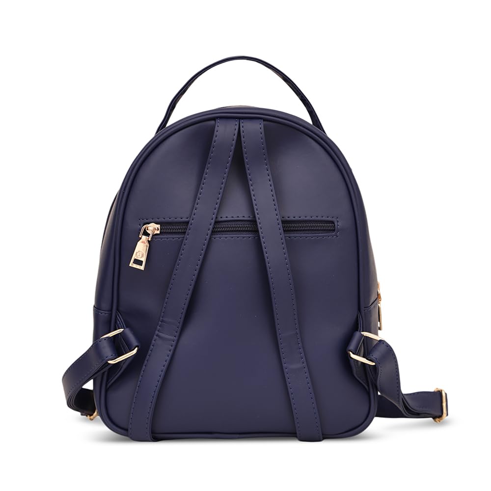 Caprese Trinity Fashion Backpack Medium Navy Solid Women's Bag