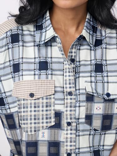 The Souled Store Plaid Shirt: Aster Women and Girls Full Sleeves Spread Collar Plaid Cotton Regular Fit Lightweight Comfortable All-Season Casual Wear Shirts