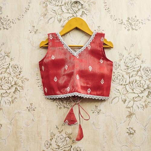 Kidsella Girls Soft Silk Printed Lehenga Choli Set | Kids Readymade Ethnic Wear | Girls Traditional Dress (Red, 3-4 Years)