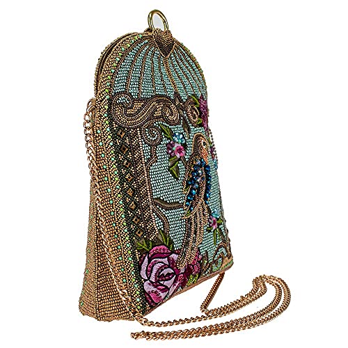 Mary Frances Pretty Parrot Beaded Handbag – Bird Embellished Crossbody Evening Shoulder Bag for Travel, Weddings, Parties – Multicolor
