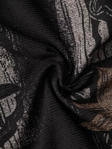 The Souled Store: Echoes of Harappa Men and Boys Short Sleeve Spread Collar Button Front Black Abstract Printed Polyester Viscose Blend Oversized Shirt