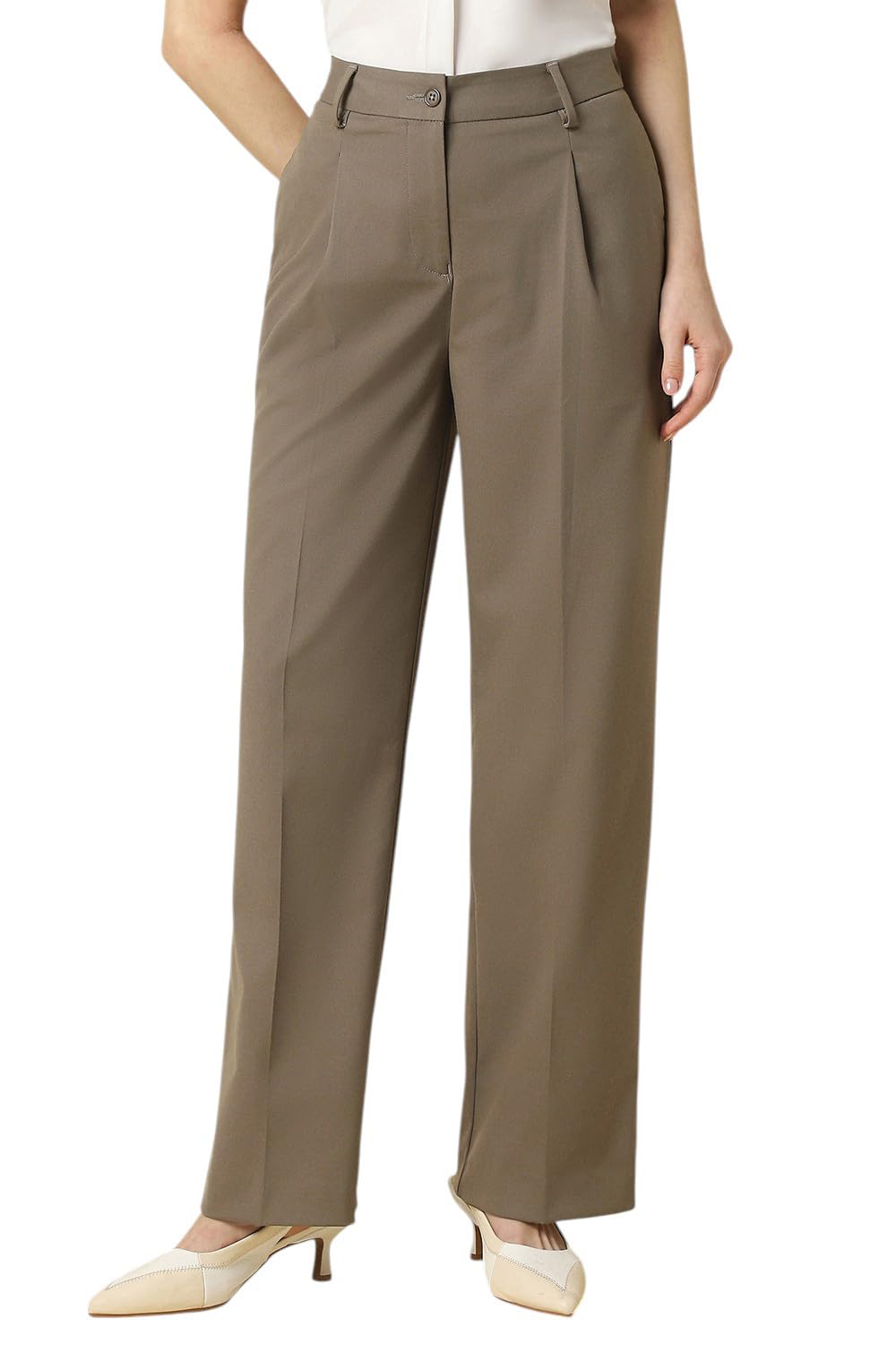 Allen Solly Women's Regular Casual Pants (AHTPWPZP982645_Brown