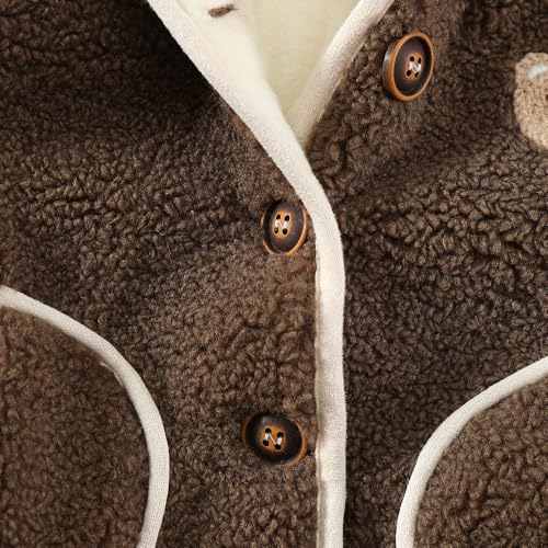 Hopscotch Boys Full Sleeves Brown 3D Teddy Applique Hooded Jacket For Ages (3-4 Years)