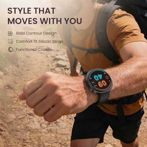 Fastrack Revoltt FR3 Pro Smartwatch with 1.43” AMOLED Display,Dynamic 60Hz Refresh,Nitrofast Charging, HRM, SpO2, Sleep,Multiple Menu Style,Functional Crown,IP68, BT Calling,24/7 Health Suite - Black