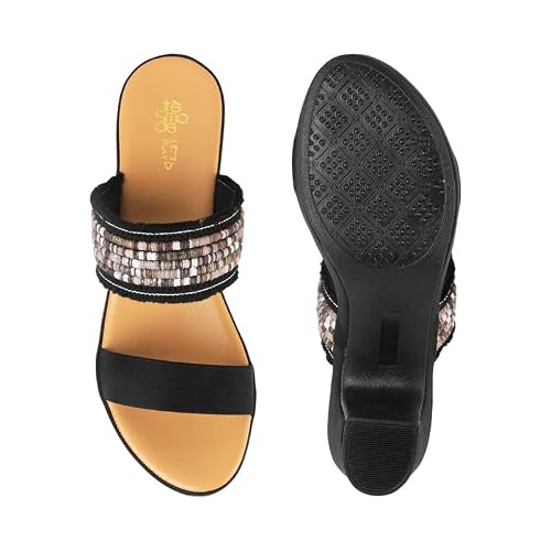tresmode ATHN Black Women's Dress Block Heel Sandals in Size 8 UK / 41 EU