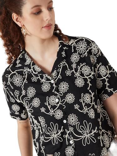Max Women Embroidered Shirt (Black_XS)