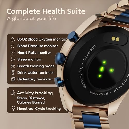 GOBOULT Mirage Smart Watch 1.39''HD Screen, Bluetooth Calling, IP67, Zinc Alloy Frame, 500 Nits Brightness, AI Voice Assistant, SpO2 Monitoring, 120+ Sports Mode (Amber Blue)