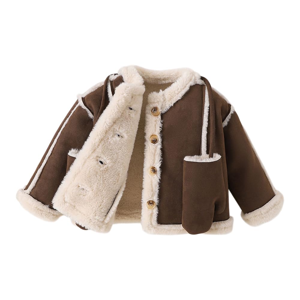 Hopscotch Girls Polyester Waist Length Jackets in Brown Color For Ages (5-6 Years)