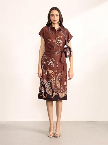 Kazo Women's Memento Midi Dress (Brown XL)