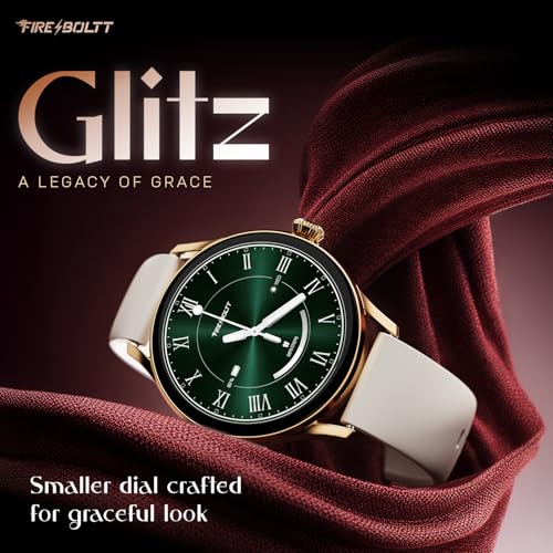 Fire-Boltt Glitz Women Smart Watch with 1.19” AMOLED Display, Bluetooth Calling, Rotating Crown, Always On Display, 1000 Nits Brightness, IP68 Waterproof Pearl White