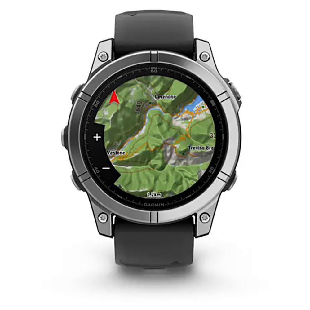 Garmin Fēnix® E – 47 mm, AMOLED Stainless Steel with Black Silicone Band