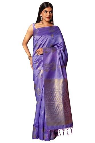 Soch Womens Indigo Tussar Zari Woven Saree With Tassels
