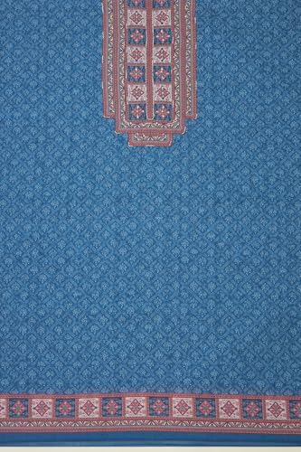 Soch Womens Indigo Linen Ethnic Motifs Unstitch Dress Material With Sequins