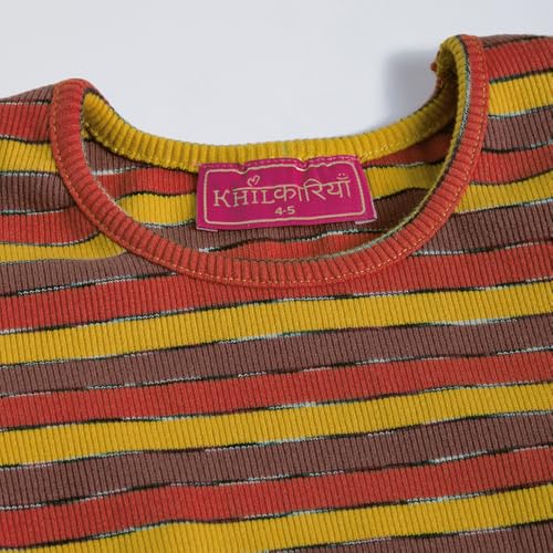 Hopscotch Girls Green Sleeveless Striped Pinafore Dress with Blouse for Age (2-3 Years)