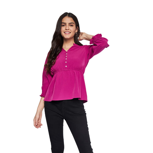 AND Women's Regular Fit Shirt (EE22AB003TPL_Magenta M)