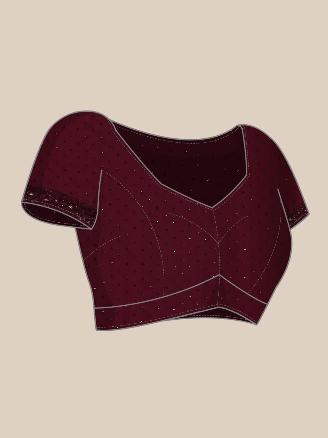 MOHEY Women's Wine Satin Embroidered Zari Weave Saree (WINE)