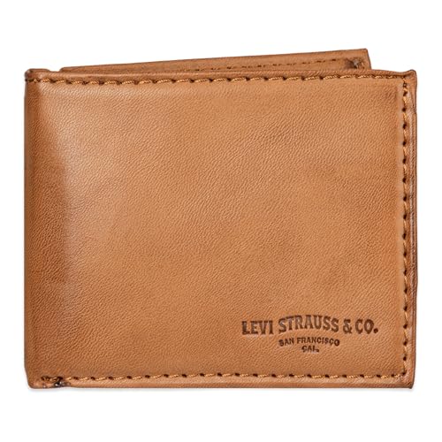 Levi's Men's RFID Extra Capacity Slim Bifold Wallet with Multiple Card Slots, Turlock Tan, One Size