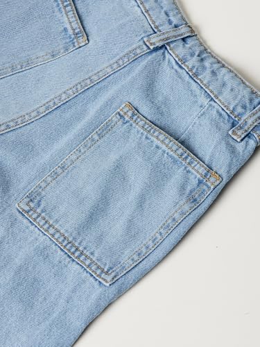 Max Girls Washed Slim Fit Wide Leg Jeans (Blue_12-14 Y)