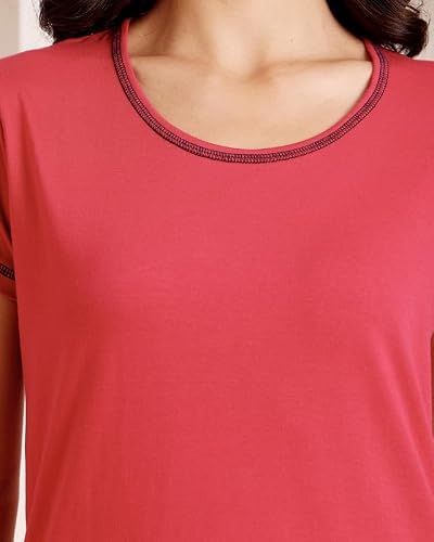 BODYCARE Women's Cotton Printed T-Shirt and Capri Set | Soft & Breathable Nightwear | Short Sleeves | Loungewear Co-Ord Set| BSCS16020_100 Multicolour