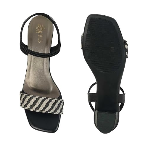 tresmode Cescross Women's Black Dress Block Heel Sandals in Size 8 UK / 41 EU