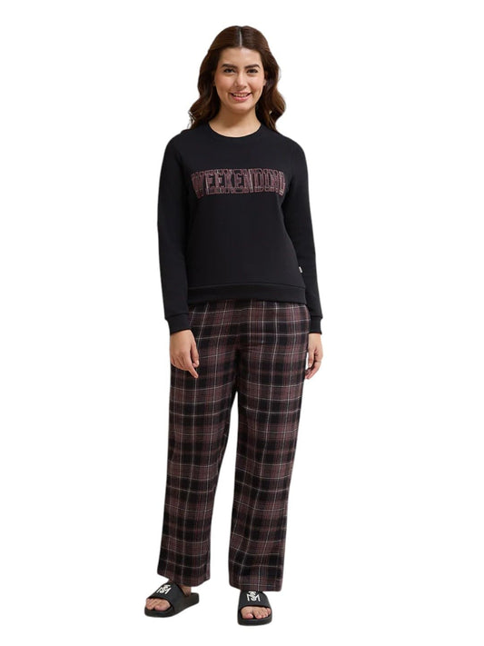 Amante Black Printed Pure Cotton Women Night Suit