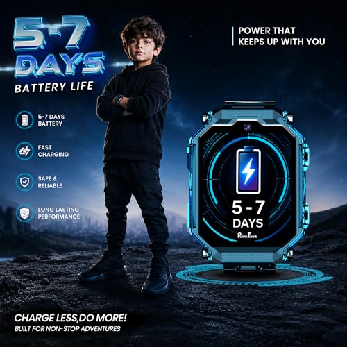 PunnkFunnk Kids Smart Watch with Dual Camara, 360° Rotating Design, HD Display, Video Calling, Chat, Rechargeable Battery & Adjustable Strap, Transparent Body for Boys & Girls - (Aqua Blue)