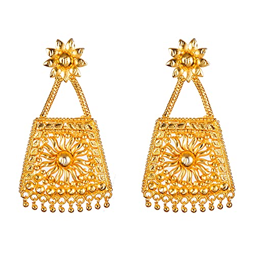 MANIKYA Bridal Wedding Traditional Trendy 24Ct Gold Plated Bridal Choker With Earrings Necklace Set For Women And Girls.. (Design 4).
