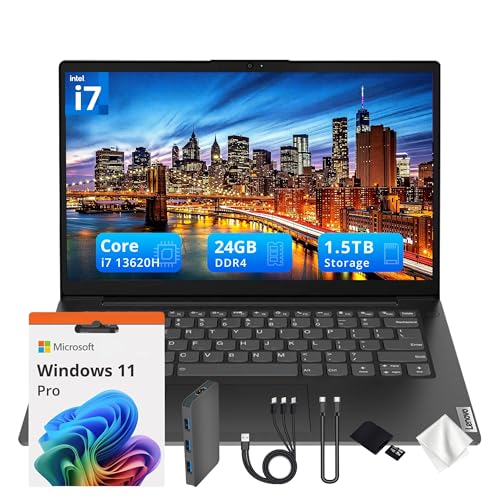 Lenovo V14 G4 14" FHD Business Laptop, Intel Core i7-13620H, 24GB DDR4, 1.5TB Storage (512GB SSD&1TB Docking Station Set), Intel UHD Graphics, 720p HD Camera, Wi-Fi 6, Win 11 Pro, Black