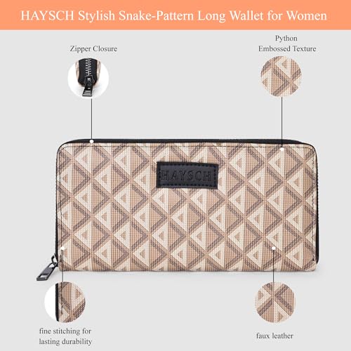HAYSCH Women's Long Clutch Wallet, Brown