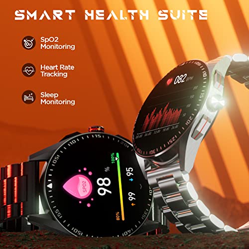 Fire-Boltt Invincible Plus 1.43" AMOLED Display Smartwatch with Bluetooth Calling, TWS Connection, 300+ Sports Modes, 110 in-Built Watch Faces, 4GB Storage & AI Voice Assistant (Gold Black)