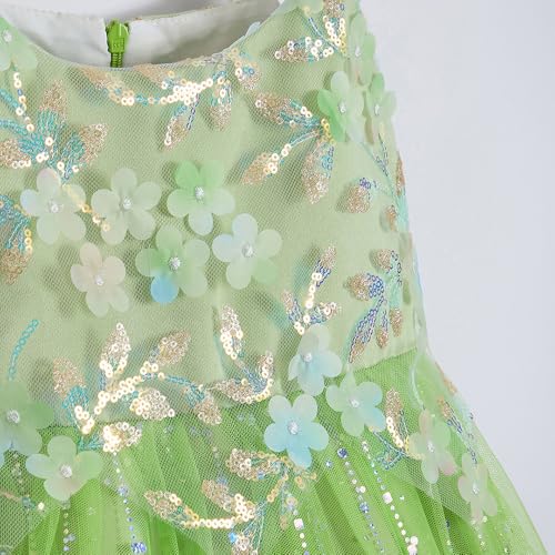 Hopscotch Girls Green Sleeveless Floral Applique Dress for Age (3-4 Years)