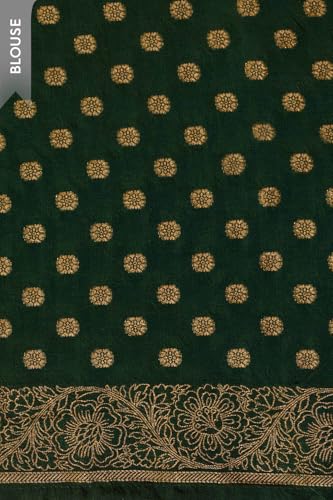Taneira Dark Green Pure Viscose Woven Saree with Unstitched Blouse Piece (8909182563346 - Dark Green)
