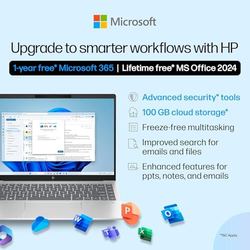 HP Pavilion Plus, Intel Core i5-1335U-13th Gen Laptop, (16GB LPDDR5x,512GB SSD),IPS, 300 nits, 14''(35.6cm) 2K,Win 11, M365 Basic(1yr), Office Home 24, Silver,1.38kg, 5MP Camera w/Shutter, ew0107TU