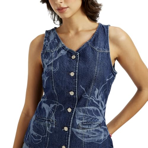 Levi's Women's Printed Blue V Neck Waistcoat