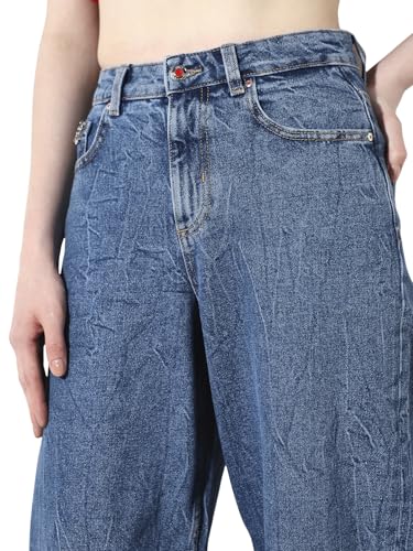 ONLY Women's Solid Straight Fit High-Rise Blue Jeans