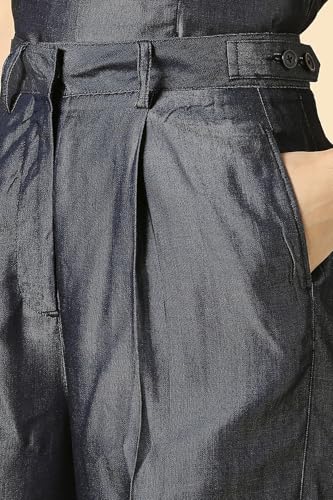 Allen Solly Women's Regular Casual Pants (AHTPWRGF196338_Navy