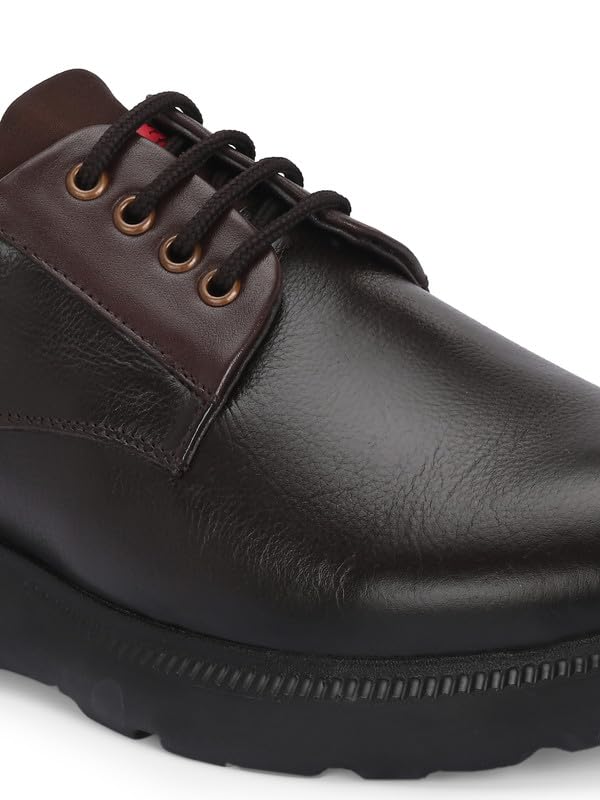 HITZ Men's Brown Leather Casual Stylish Lace Up Shoes