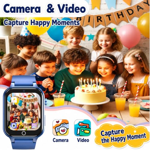 Goodatech Smart Watch for Kids 4-12 Years Boys Girls, 26 Puzzle Games,HD Camera,Video Music Player,Pedometer,Flashlight,Alarm Clock,Parent Control, Aluminum Case,Sport Band (Blue)