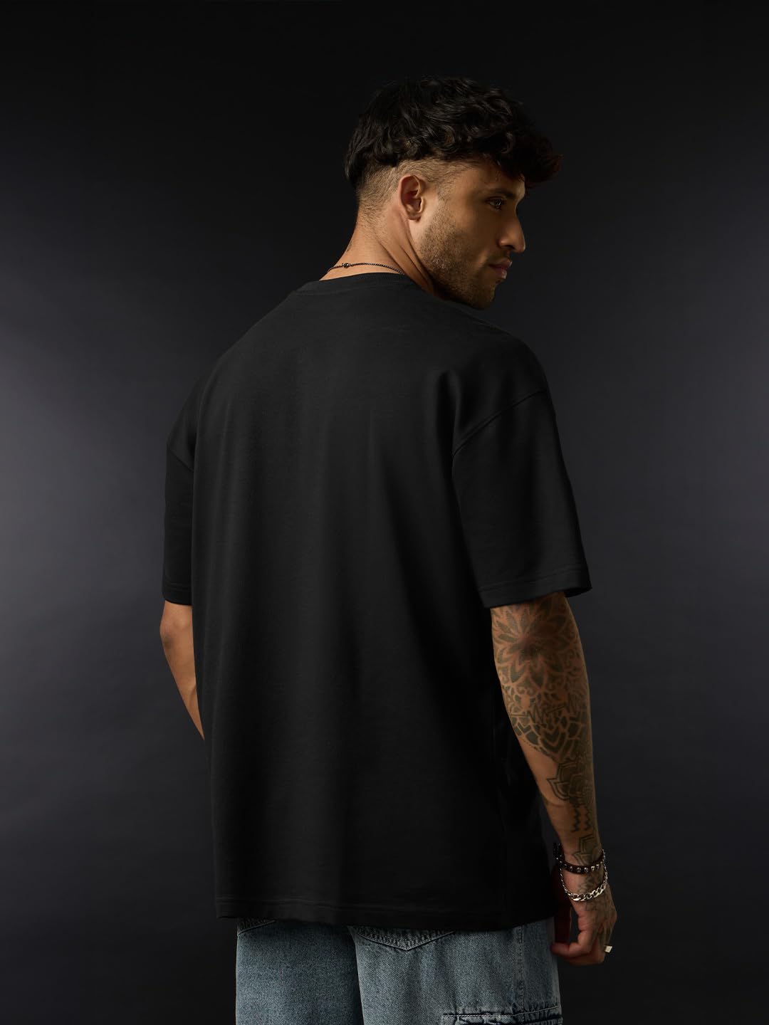 The Souled Store Scooby Doo: Racer Men and Boys Short Sleeves Round Neck Black Graphic Printed Racing Lightweight Drop Shoulder Streetwear Trendy Oversized T-Shirt