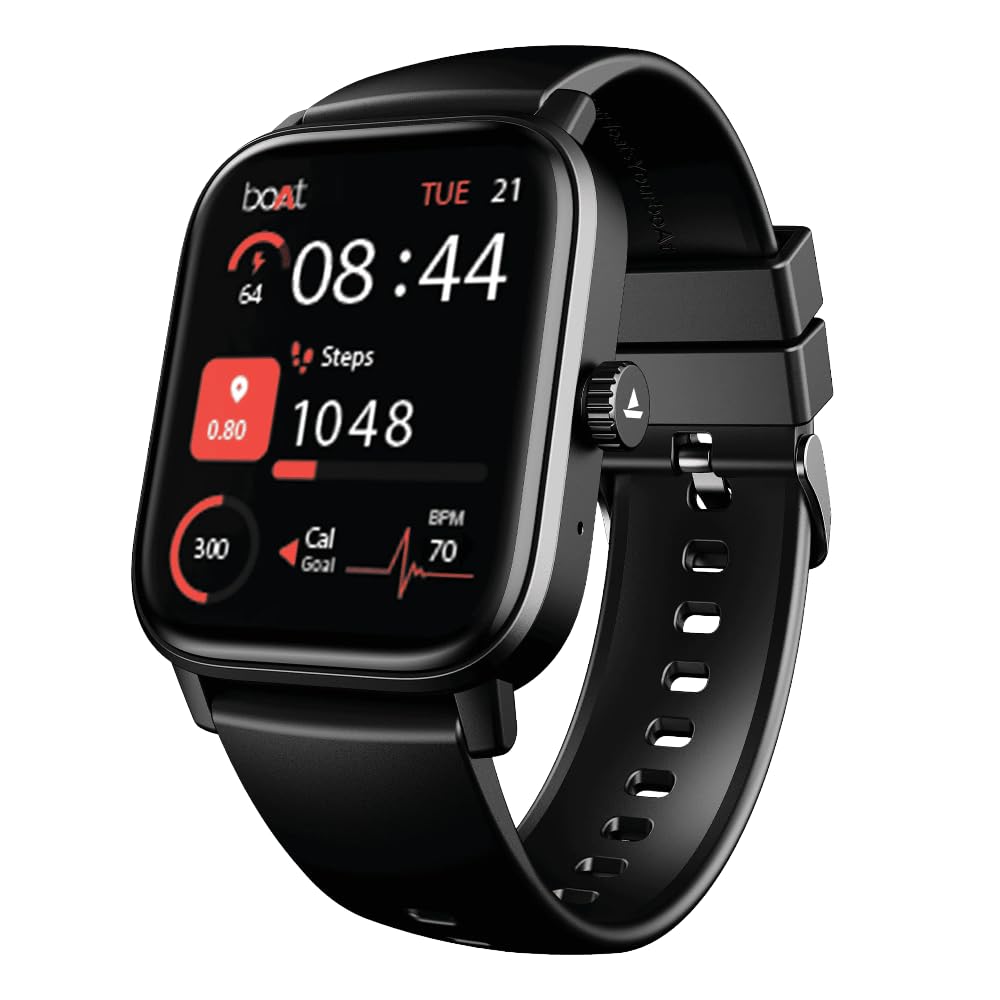boAt Wave Astra Neo Smartwatch Bluetooth Calling, 1.83” HD Display, Health & Wellness Suite, IP68 Resistance, Functional Crown (Active Black)
