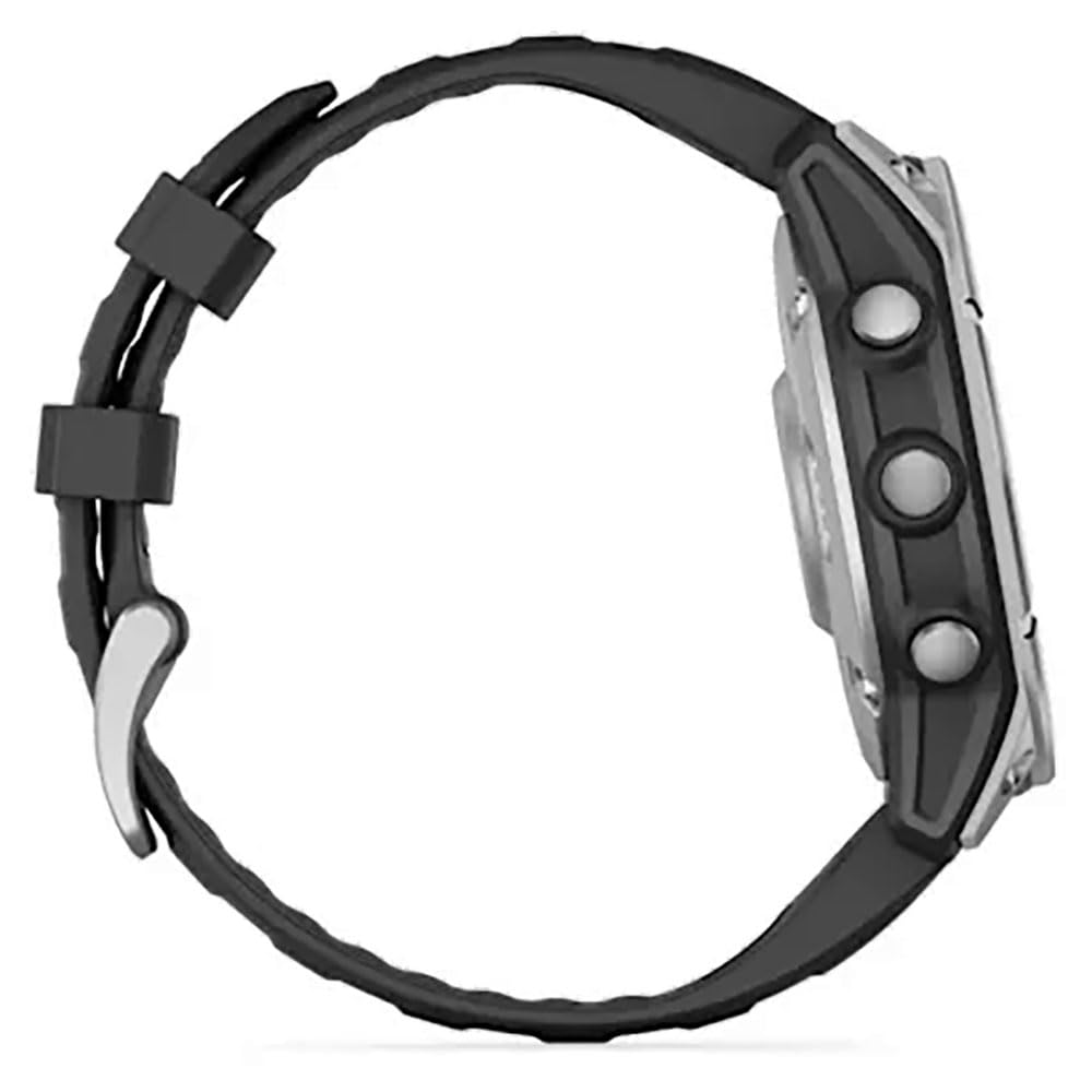 Garmin Fēnix® E – 47 mm, AMOLED Stainless Steel with Black Silicone Band