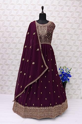RUDRAPRAYAG Georgette And Santoon Anarkali Gown For Women | Semi Stitched Anarkali Gown For Women | Maxi Gown for Women 2026 | Gown in Clothing & Accessories