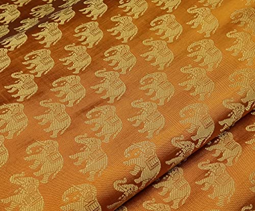Colovila Women/girls Ethnic Unstitched Brocade Poly Silk With Golden Jacquard Work Fabric/Cloth/Dress Material For Suit, Lehnga, Blouse, Kurti, Thakur Poshaak etc. (Mustard Yellow, 5 Meter)