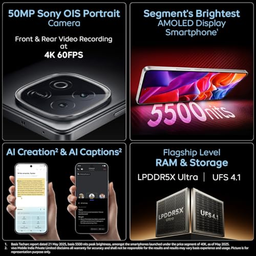 iQOO Neo 10 (Asphalt Black, 12GB RAM, 256GB Storage) | Segment's Fastest Processor* with Snapdragon 8s Gen 4 & Supercomputing chip Q1 | 120W FlashCharge | Segment's Brightest AMOLED Display*